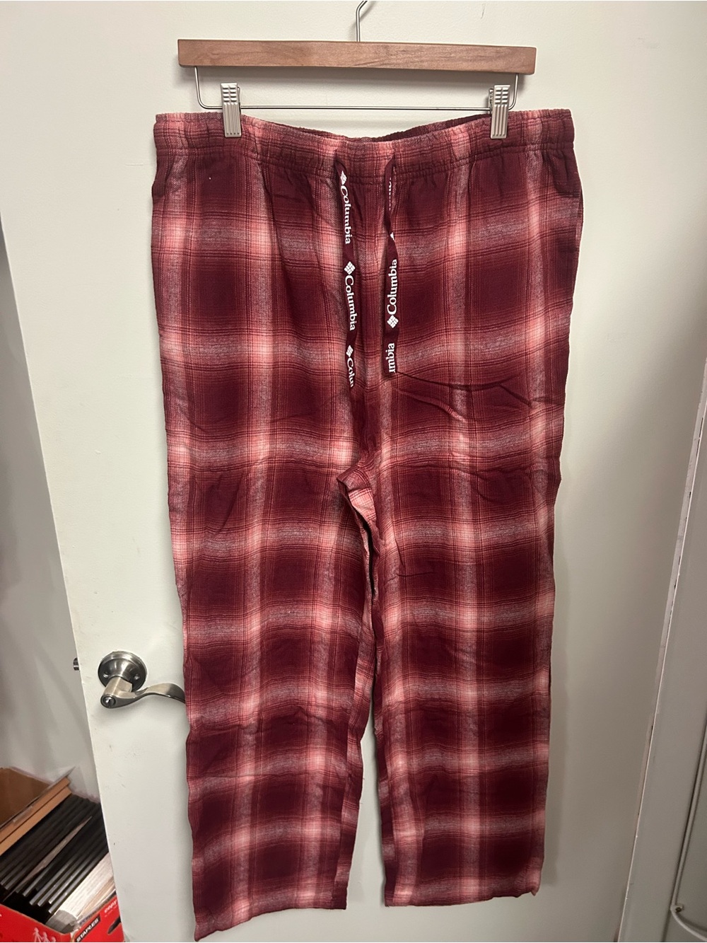 Columbia Maroon Plaid Fleece Lounge Joggers